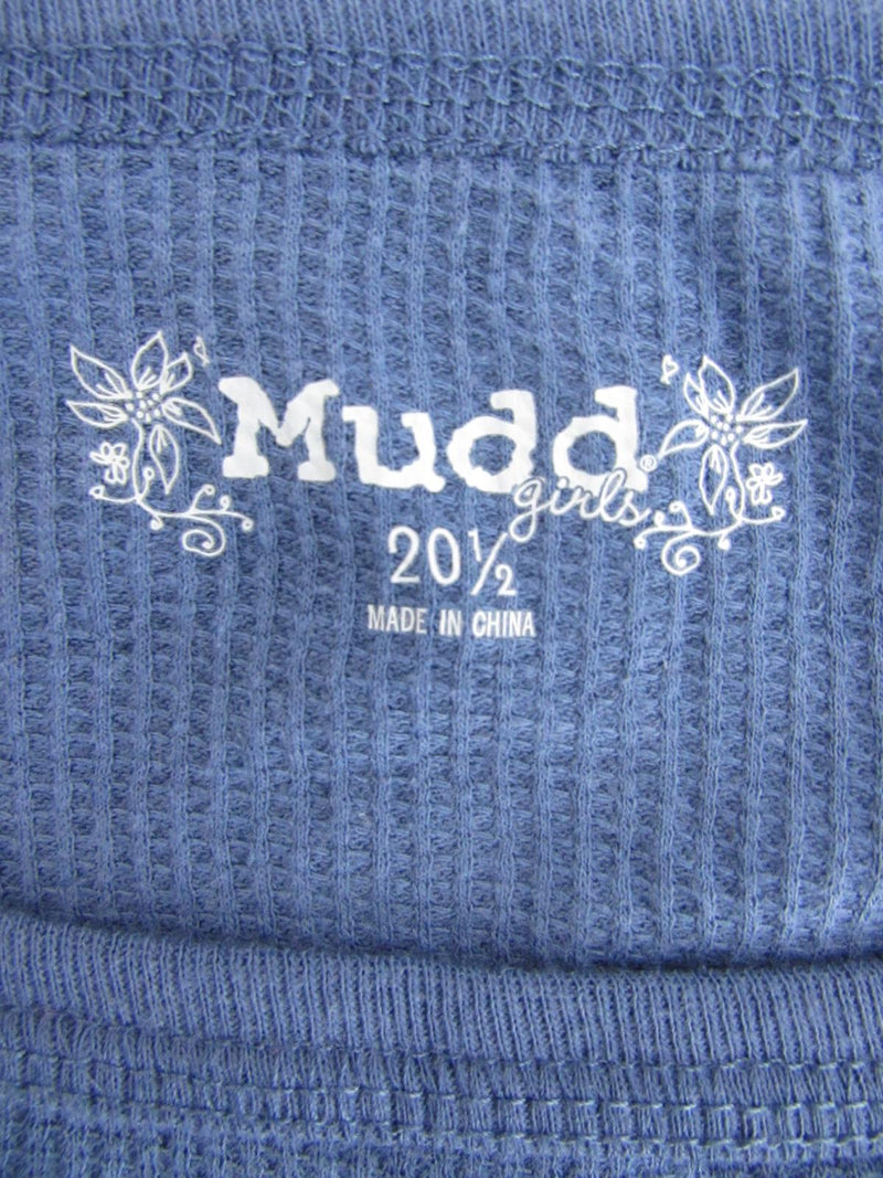 Mudd Girl's sz 20 1/2 Blue Cotton Blend Graphic Thermal Crew Neck Shirt Top